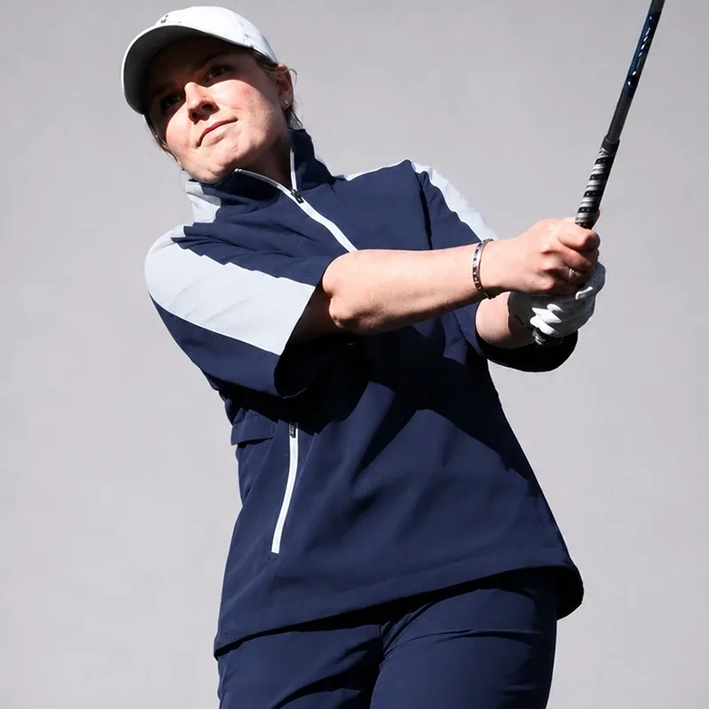 ProQuip Paige LADIES Half Sleeve Waterproof Navy/Silver - Image 2